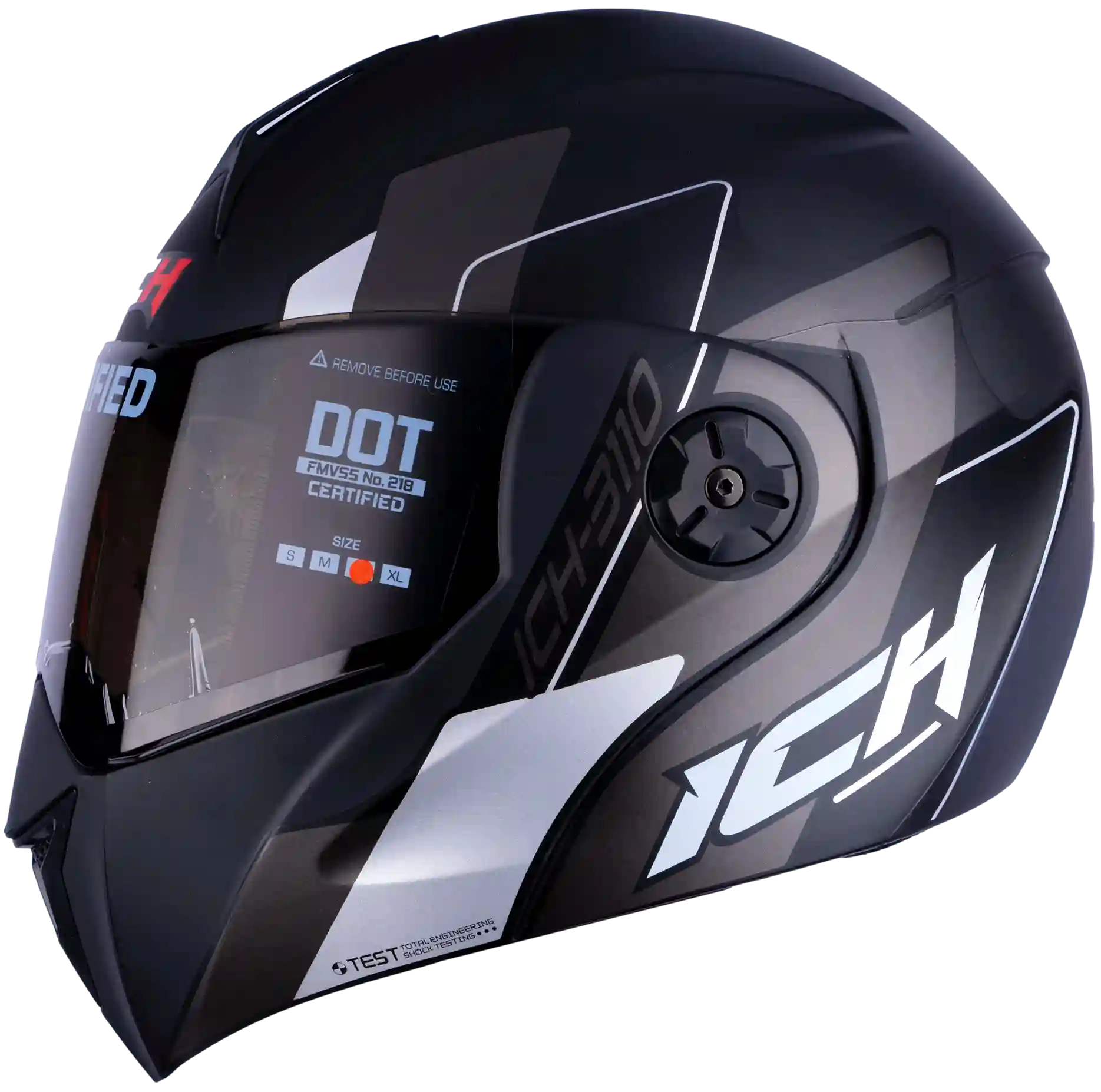 CASCO ABATIBLE ICH 3110 MACED NEGRO/PLATA